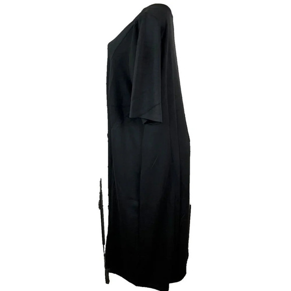 Torrid Plus 4 Black Round Neck Slit Front Half Sleeve Form-Fitting Midi Dress - Picture 4 of 6